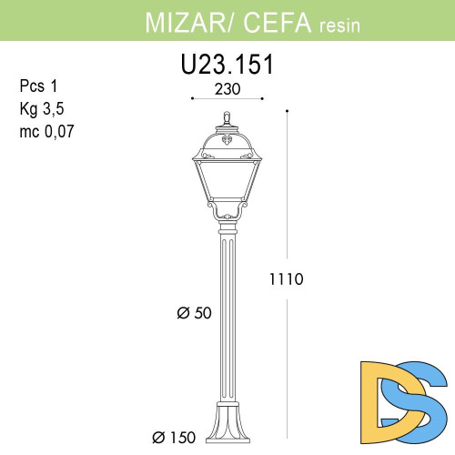 Уличный светильник Fumagalli Mizar.R/Cefa U23.151.000.BYF1R