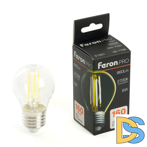 Светодиодная лампа Feron LB-1706 E27 6W 2700К 51250