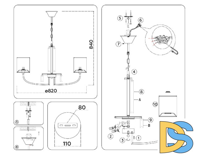 Подвесная люстра Ambrella Light High Light Classic LH71273