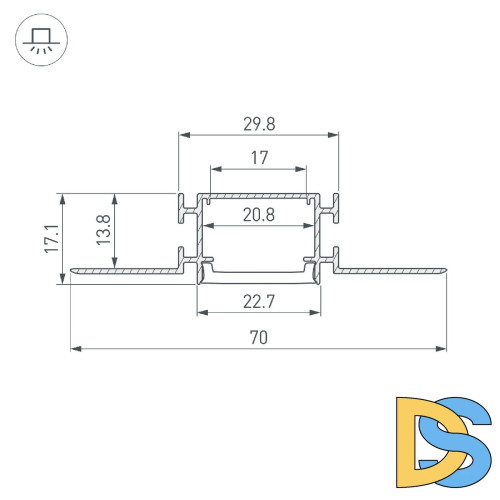 Алюминиевый профиль Arlight FANTOM-BENT-W23-TOP-2000 ANOD 040347(1)