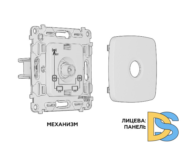 Комплект механизма TV розетки проходной 5-1000 MHz 4dB Ambrella Volt Omega MO663030