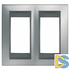 Рамка 2-ая (двойная), Хром матовый/Графит (металл), серия UNICA TOP/CLASS, Schneider Electric