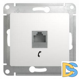 Розетка телефонная 1-ая 4 контакта, RJ-11, Белый, серия Glossa, Schneider Electric
