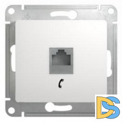 Розетка телефонная 1-ая 4 контакта, RJ-11, Белый, серия Glossa, Schneider Electric