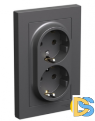Розетка 2-ая с заземлением, Базальт, серия Atlas Design, Schneider Electric