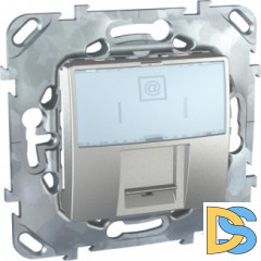 Розетка компьютерная 1-ая кат.6, RJ-45 (интернет), Алюминий, серия UNICA TOP/CLASS, Schneider Electric