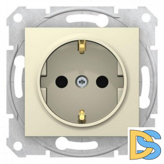 Розетка 1-ая электрическая, с заземлением и защитными шторками, Бежевый, серия Sedna, Schneider Electric
