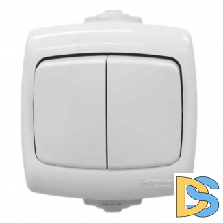 Выключатель Schneider Electric Рондо IP44 2-клавишный 6А белый