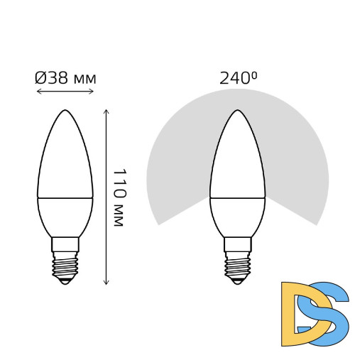 Лампа светодиодная диммируемая Gauss E14 7W 6500K свеча матовая 103101307-D