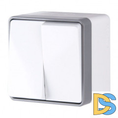 Выключатель двухклавишный влагозащищенный Gallant (белый) WL15-03-02