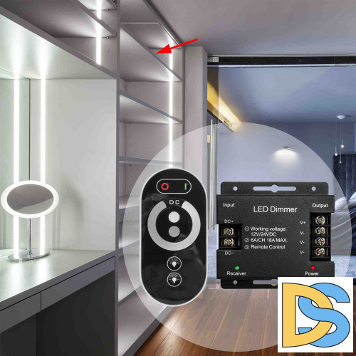 Диммер для светодиодной ленты Apeyron 12/24В 288/576Вт пульт 04-31