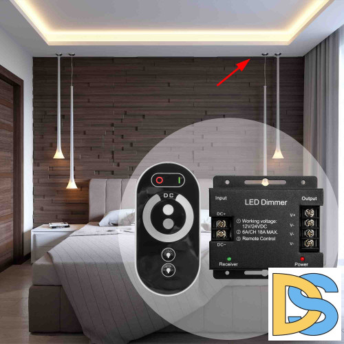 Диммер для светодиодной ленты Apeyron 12/24В 288/576Вт пульт 04-31