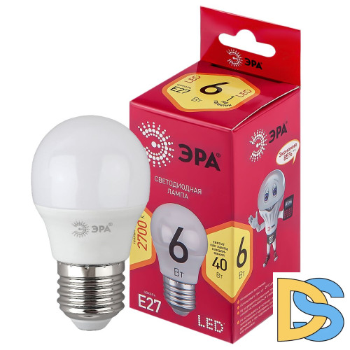 Лампа светодиодная Эра E27 6W 2700K LED P45-6W-827-E27 R Б0049643