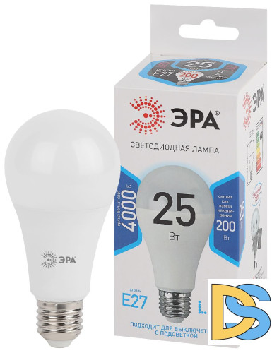 Лампа светодиодная Эра E27 25W 4000K LED A65-25W-840-E27 Б0035335