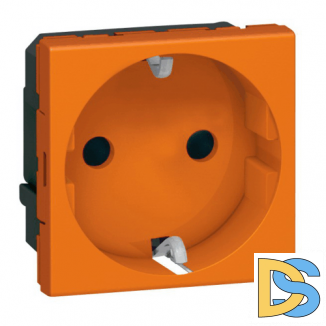 Розетка с заземлением, со шторками Legrand Mosaic - оранжевый 077217