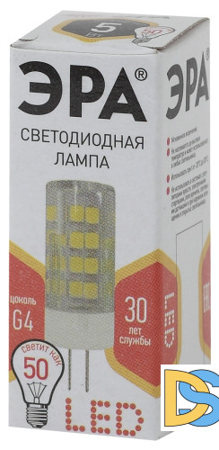 Лампа светодиодная Эра G4 5W 2700K LED JC-5W-220V-CER-827-G4 Б0027857
