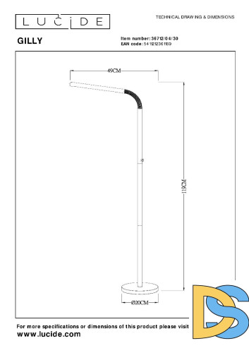 Торшер Lucide Gilly 36712/04/30