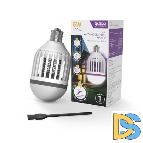Лампа светодиодная антимоскитная Gauss E27 6W 3500K белая GMQ01