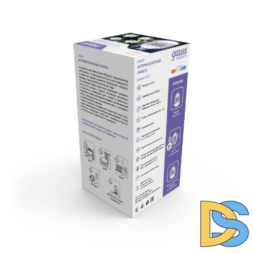 Лампа светодиодная антимоскитная Gauss E27 6W 3500K белая GMQ01