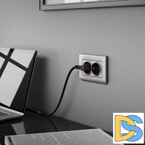 Розетка двойная с заземлением Werkel (глянцевый никель) W1172002