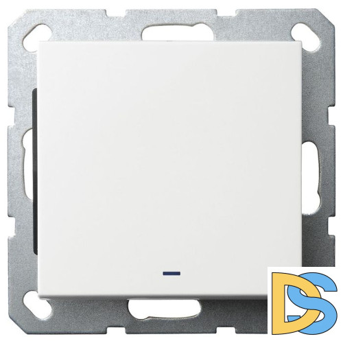 Выключатель одноклавишный со светодиодом Jasmart в комплекте с накладкой 10A 250V белый глянцевый G3011NW