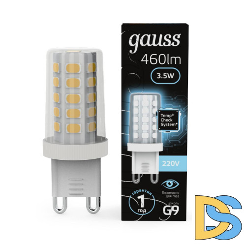 Лампа светодиодная Gauss G9 3,5W 4100К прозрачная 107009205