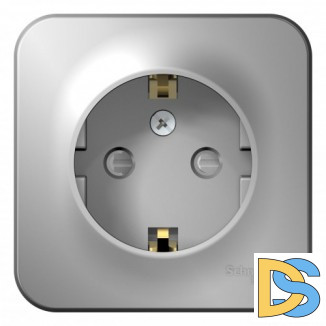 Розетка с/з со шторками 16А, 250В, изолир пластина Schneider Blanca Алюминий