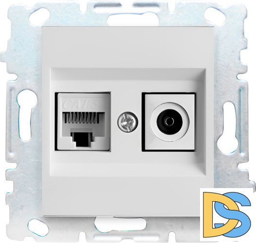 Розетка для сетевого кабеля LAN + TV без рамки белая Vesta-Electric White