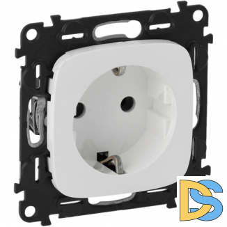 Розетка Legrand Valena Allure c заземлением, со шторками 753030+755205 Белая