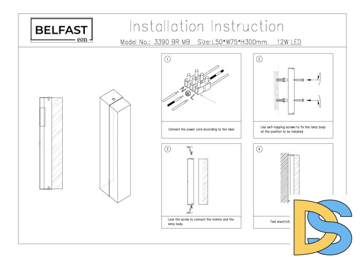 Настенный светильник Belfast Ravenhill 3390 BR MB