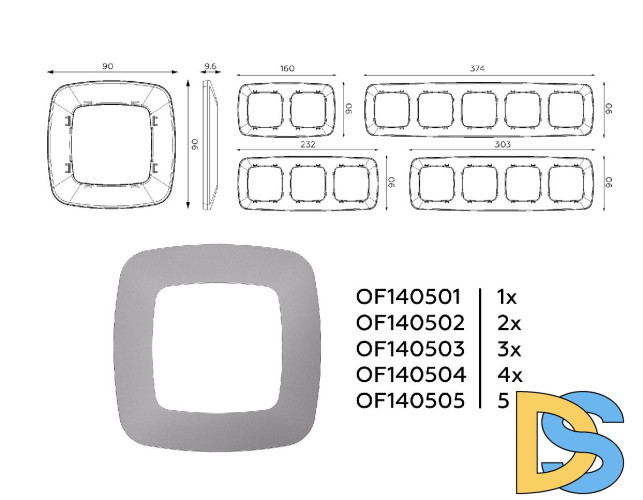 Рамка двухместная Ambrella Volt Ecta OF140502