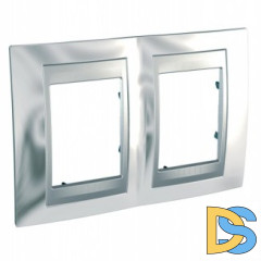 Рамка 2-ая (двойная), Хром/Алюминий (металл), серия UNICA TOP/CLASS, Schneider Electric