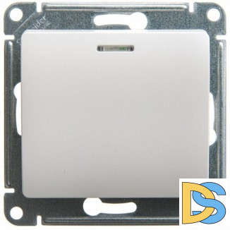 Выключатель 1-клавишный, с подсветкой, Перламутр, серия Glossa, Schneider Electric