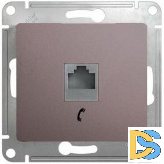 Розетка телефонная 1-ая 4 контакта, RJ-11, Платина, серия Glossa, Schneider Electric