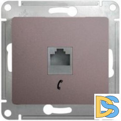 Розетка телефонная 1-ая 4 контакта, RJ-11, Платина, серия Glossa, Schneider Electric