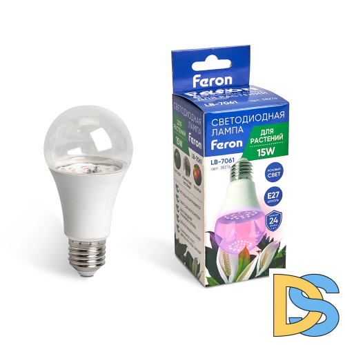 Лампа светодиодная для растений Feron LB-7061 E27 15W красно-синий спектр 38276