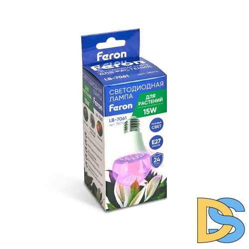 Лампа светодиодная для растений Feron LB-7061 E27 15W красно-синий спектр 38276