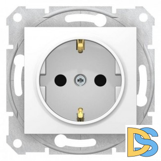 Розетка 1-ая электрическая, с заземлением и защитными шторками, Белый, серия Sedna, Schneider Electric