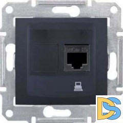 Розетка компьютерная 1-ая кат.6, RJ-45 (интернет), Графит, серия Sedna, Schneider Electric