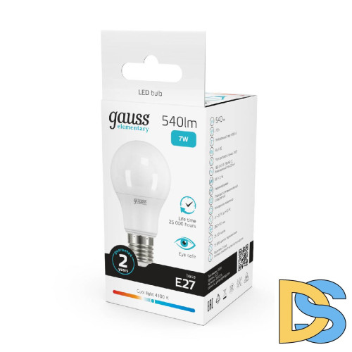 Лампа светодиодная Gauss E27 7W 4100K матовая 23227A