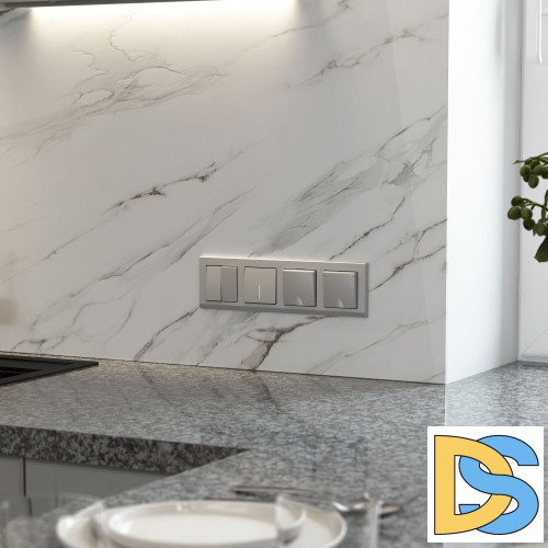 Перекрестный Выключатель двухклавишный Werkel (серебряный матовый) W1123065