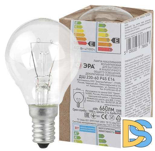Лампа накаливания Эра E14 60W ДШ 60-230-Е14 (гофра) Б0039134