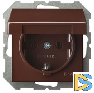 Розетка с заземлением,с крышкой Epsilon коричневый