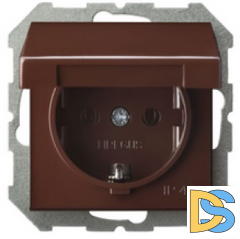 Розетка с заземлением,с крышкой Epsilon коричневый
