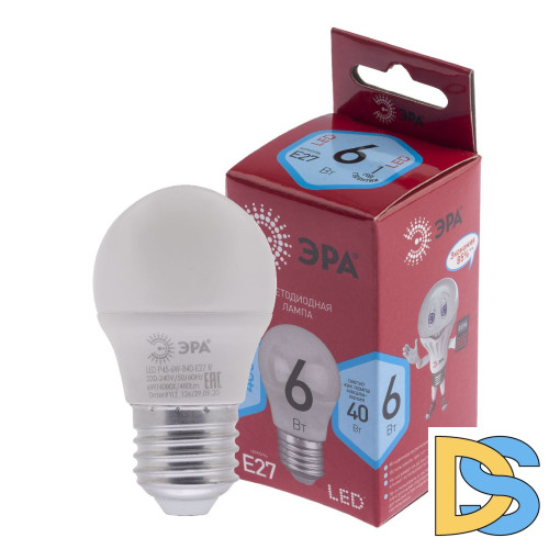 Лампа светодиодная Эра E27 6W 4000K LED P45-6W-840-E27 R Б0049644