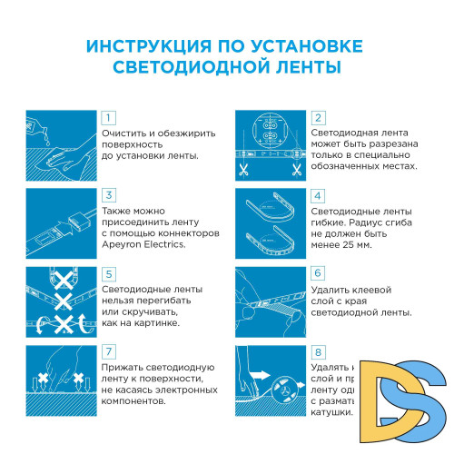Комплект светодиодной ленты Apeyron 12В 14,4Вт/м smd5050 60д/м IP20 600Лм/м 5м 3000К (адаптер питания, коннектор)  SL-15