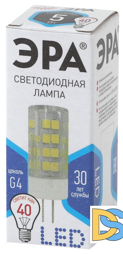 Лампа светодиодная Эра G4 5W 4000K LED JC-5W-220V-CER-840-G4 Б0027858