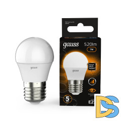 Лампа светодиодная диммируемая Gauss E27 7W 3000K матовая 105102107-S