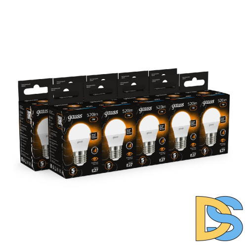 Лампа светодиодная диммируемая Gauss E27 7W 3000K матовая 105102107-S