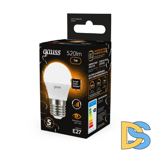 Лампа светодиодная диммируемая Gauss E27 7W 3000K матовая 105102107-S
